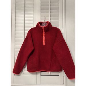 J.Crew Vintage Fleece Red Quarter Snap Neck Teddy Pullover Jacket S